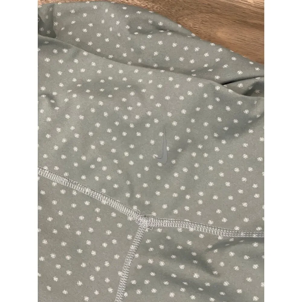 Nike Dri‑Fit Cropped Leggings Sage Green Polka Dot Cross Waist Size L